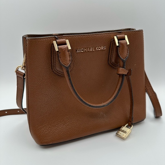GIVEAWAY!  Michael Kors Tan Leather Satchel - Picture 1 of 3